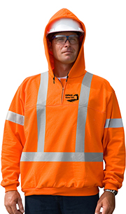 Hi-Viz Cotton 1/4 Zip Hooded Sweatshirt