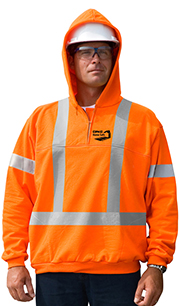 Hi-Viz Poly 1/4 Zip Hooded Sweatshirt